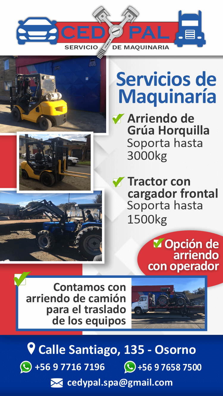 arriendo grua horquilla tractor osorno