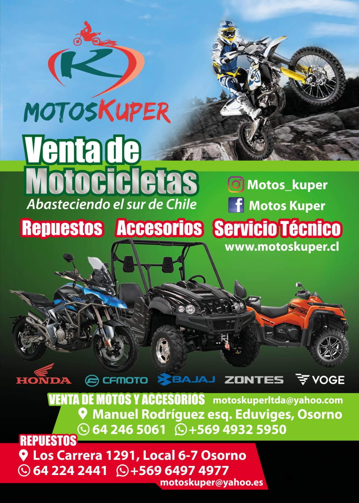 motos motocicletas honda cfmoto bajaj zontes voge osorno